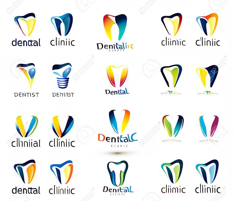 Dental Logo Design. Dentist Logo. Dental Clinic kreatives Unternehmen Vector Logo Set