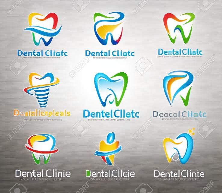Dental Logo Design. Dentist Logo. Dental Clinic kreatives Unternehmen Vector Logo Set