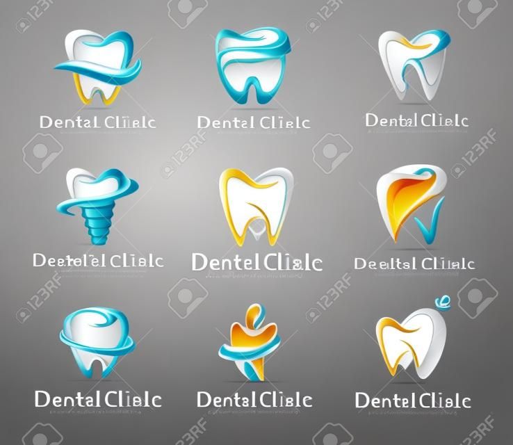 Dental Logo Design. Dentista Logo. Dental Clinic Creative Company Vector Logo Set