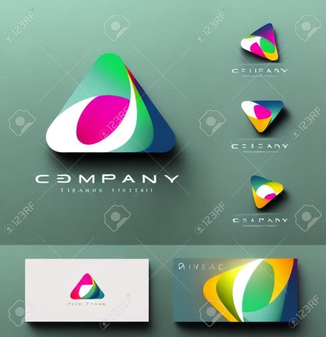 三角形のロゴの設計。創造的な抽象的な三角形アイコンのロゴと名刺のテンプレートです。