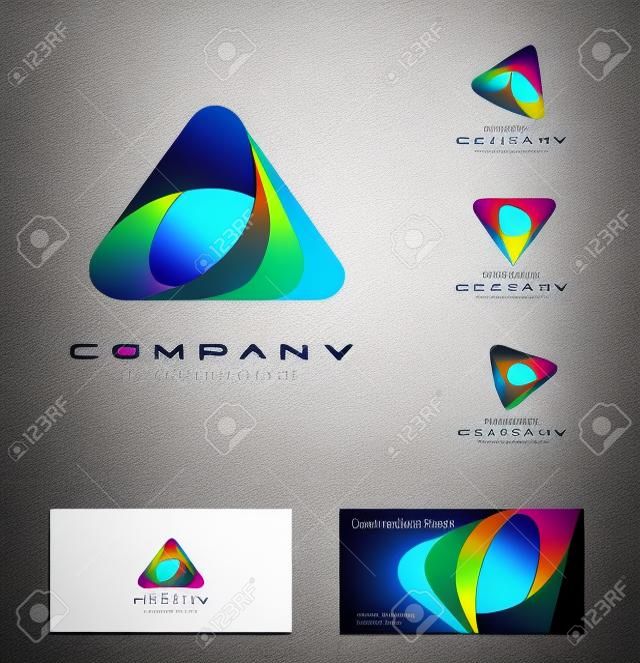 Triangle Logo Design. Creative abstract triangle icon logo and business card template.