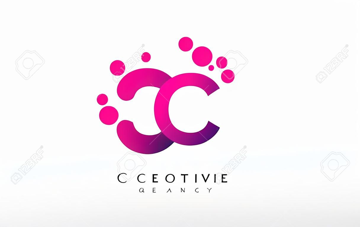 Dots Lettre C Logo. C Lettre Vector Design avec des points.