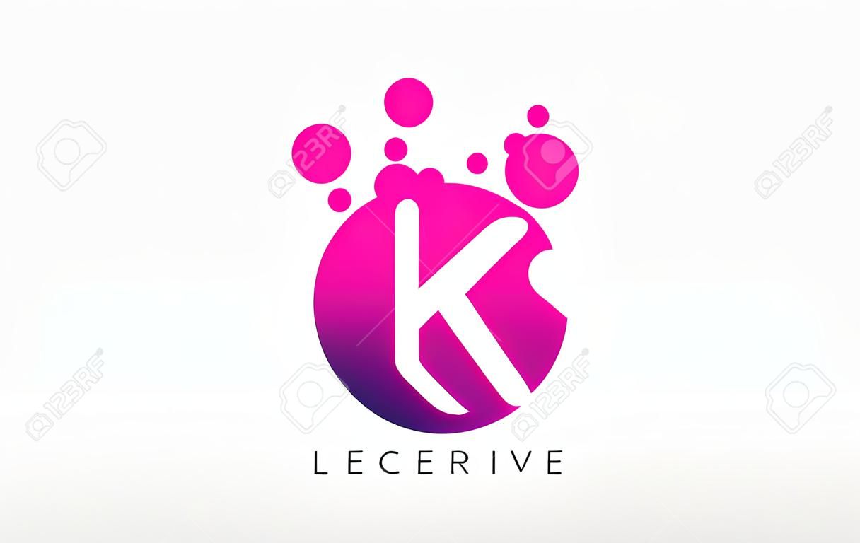 ドット文字 K ロゴ。K ドット文字のデザインのベクトル。