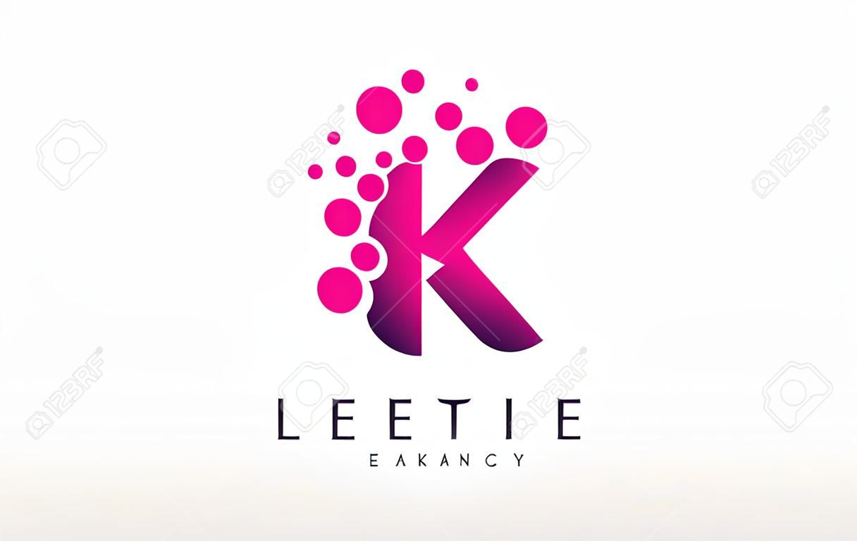 Dots Lettre K Logo. K Lettre Vector Design avec des points.