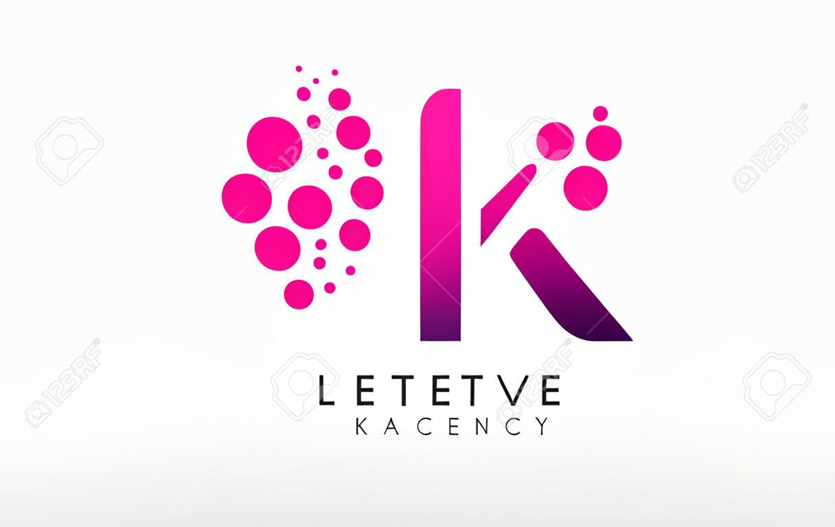 Dots Letter K Logo. K  Letter Design Vector with Dots.