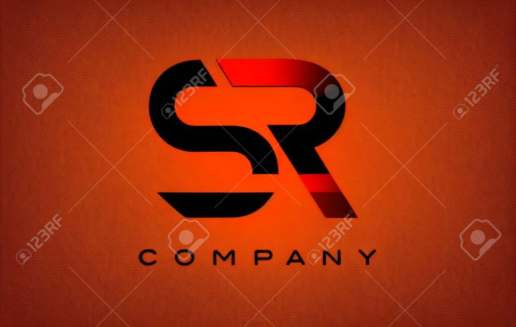 S R  Logo. SR Letter Design Vector with Orange Color.
