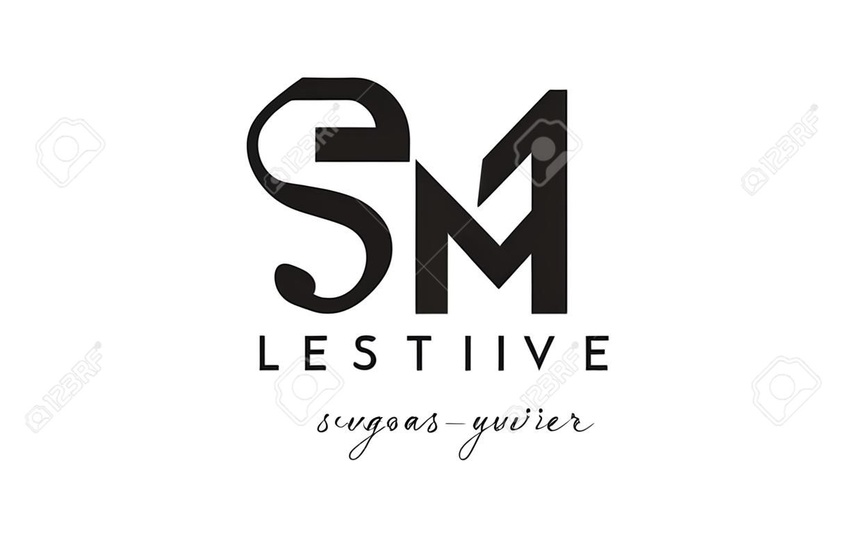 SM Письмо дизайна логотипа с Творческим современным Trendy Типографикой и черным цветом.