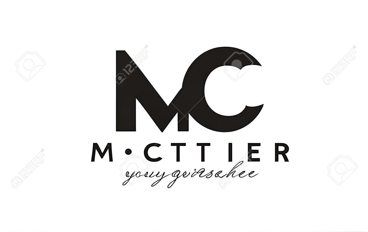 Дизайн логотипа MC с творческой современной модной типографией и черными цветами.