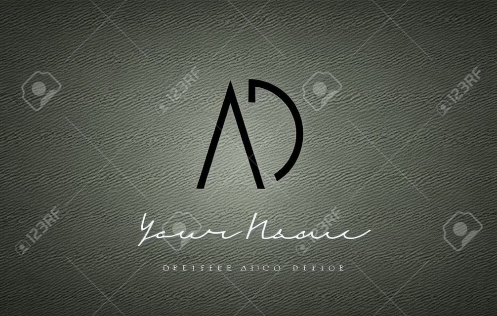 AD Letters Logo Design Slim. Ilustración simple y creativa del concepto de la letra negra.