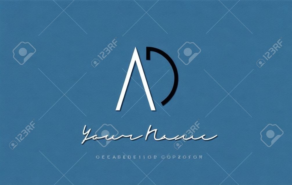 AD Letters Logo Design Slim. Simple and Creative Black Letter Concept Illustration.