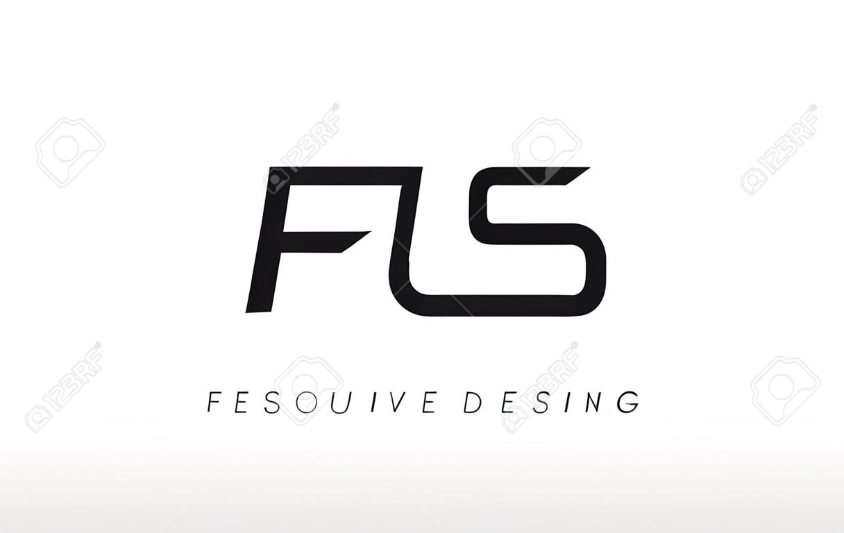 FS Letters Design de logotipo Slim. Ilustração de conceito de letra preta simples e criativa.