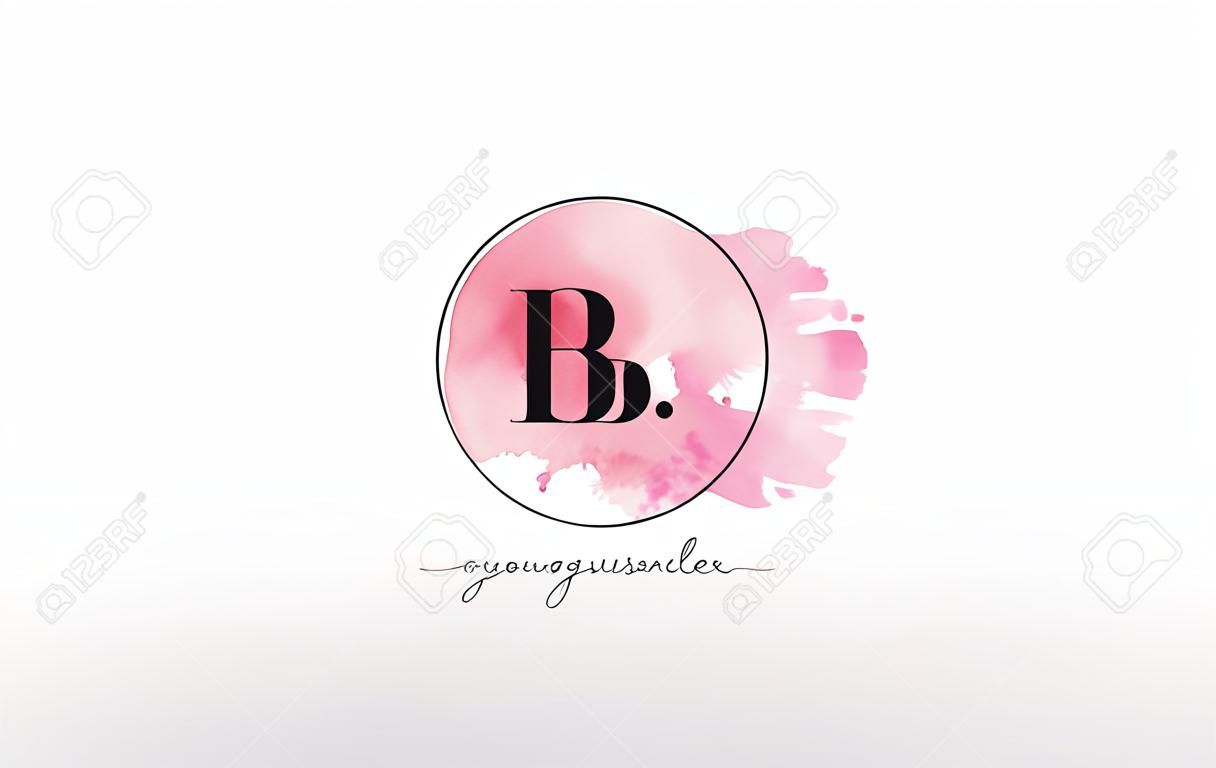 BB水彩字母标志设计与圆形粉红色画笔描边。