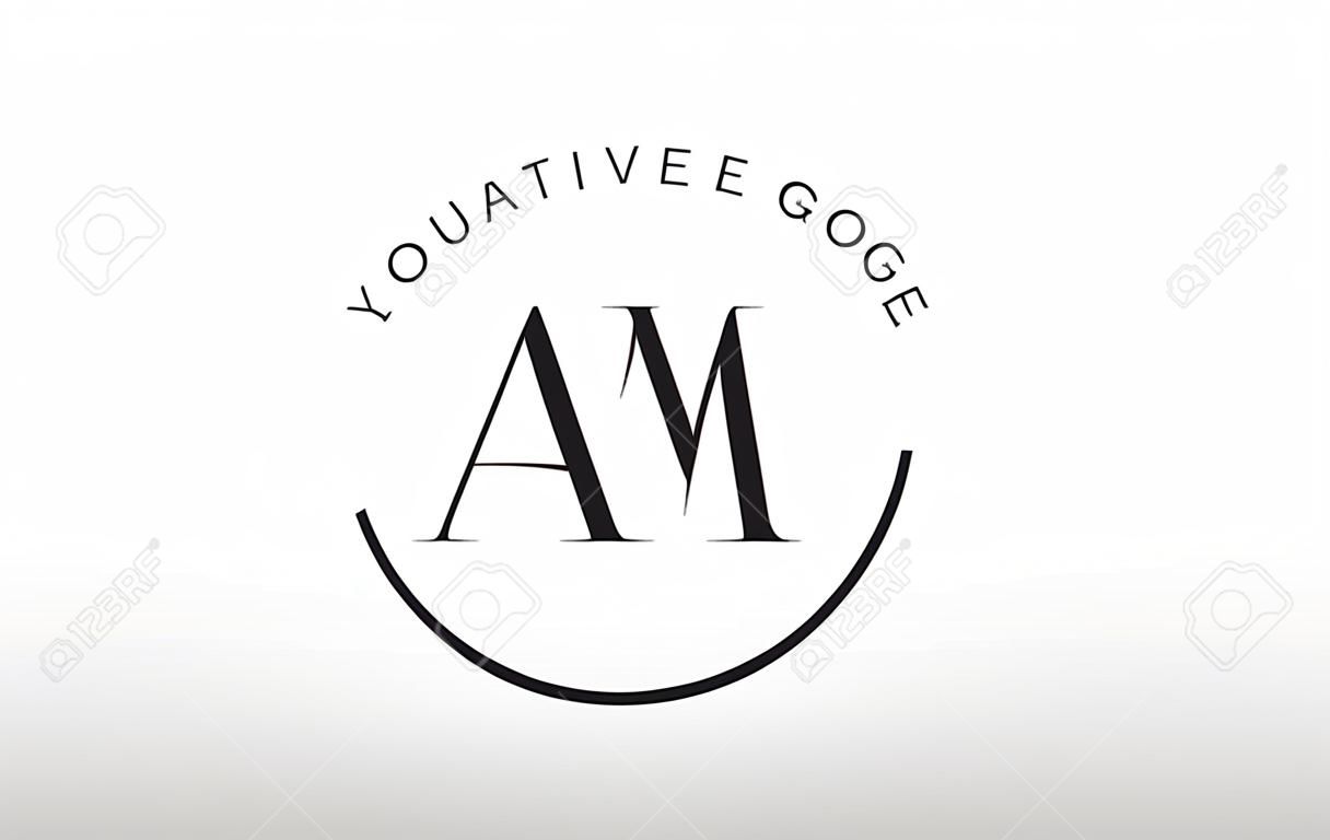 AM Letter Logo Design kreatív intersected és cutted Serif betűtípussal.