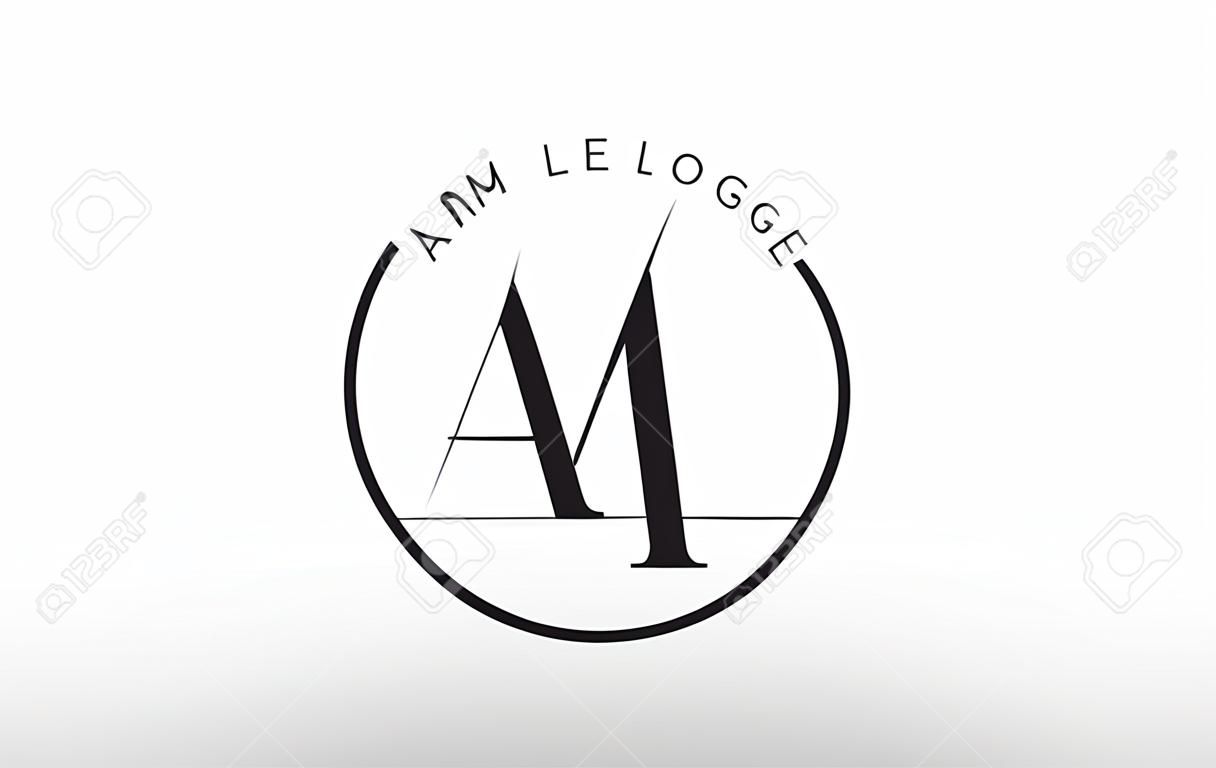AM Letter Logo Design mit Creative Intersected und Cutted Serif Schriftart.