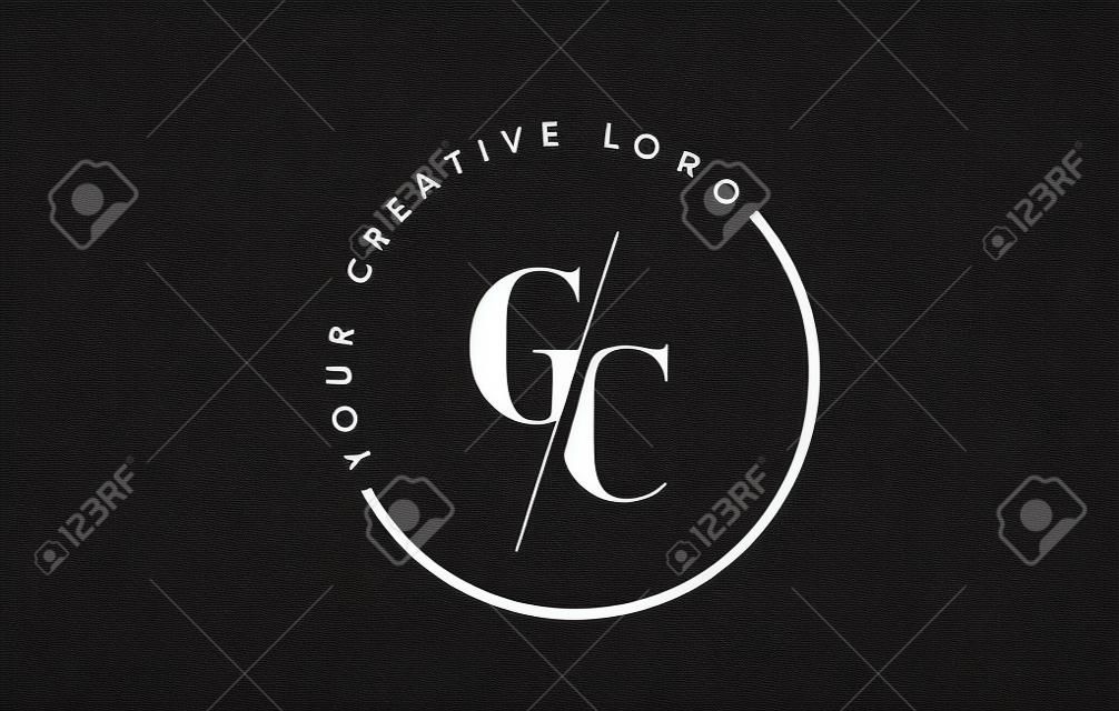 創造的な交差と刈り取ら Serif フォント GC 文字ロゴ デザイン。