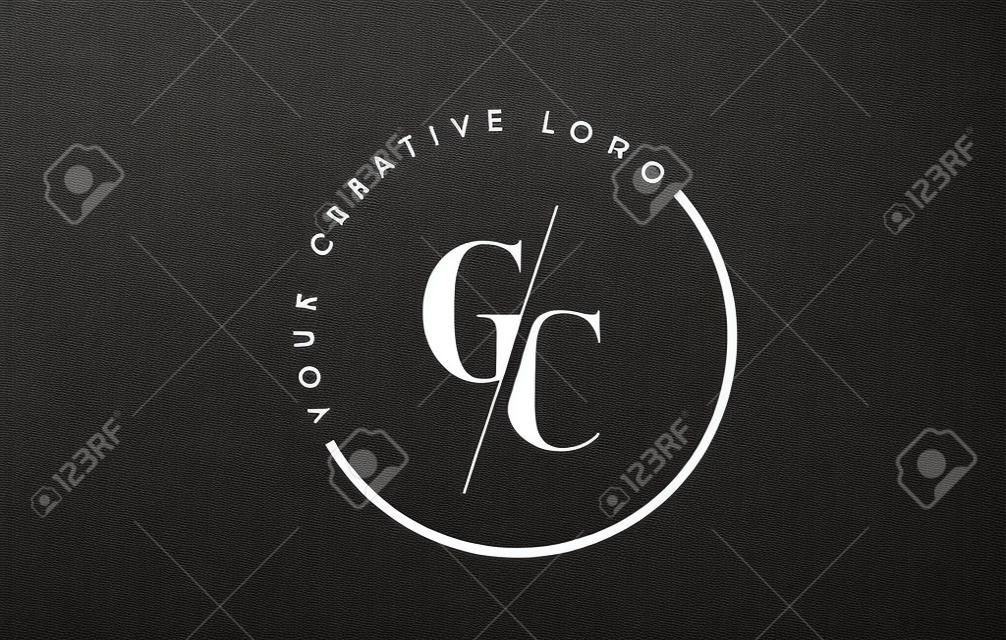GC Letter Logo Design con carattere Creative Intersected e Cutted Serif.