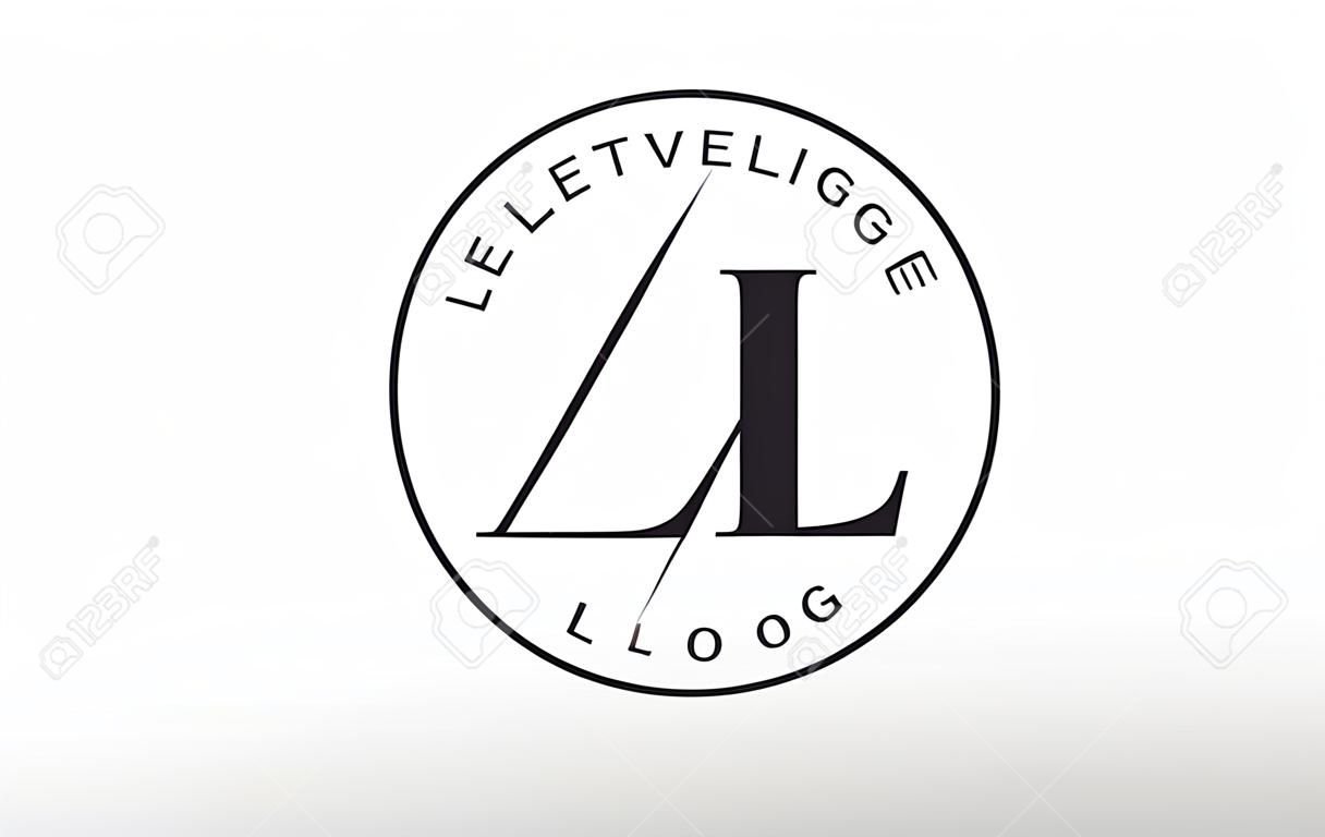 LL Letter Logo Design with Creative Intersected and Cutted Serif Font.