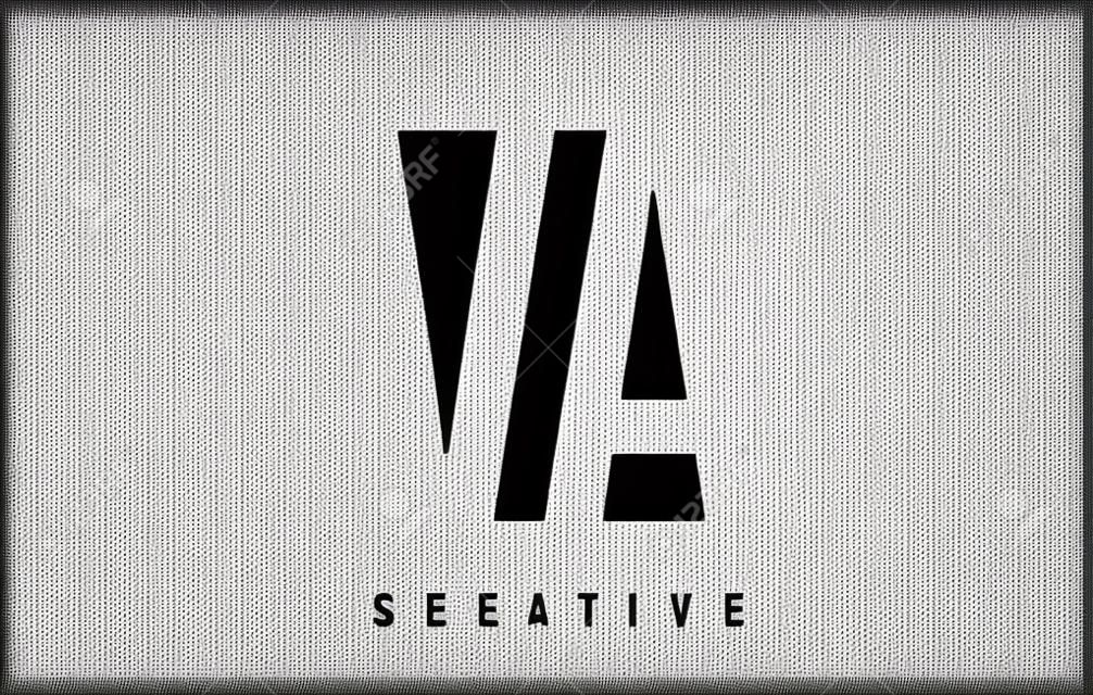 VA V A White Letter Logo Design with Black Square Vector Illustration Template.