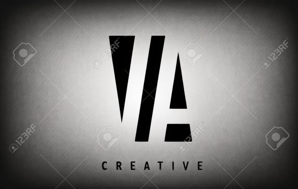 VA V A White Letter Logo Design with Black Square Vector Illustration Template.