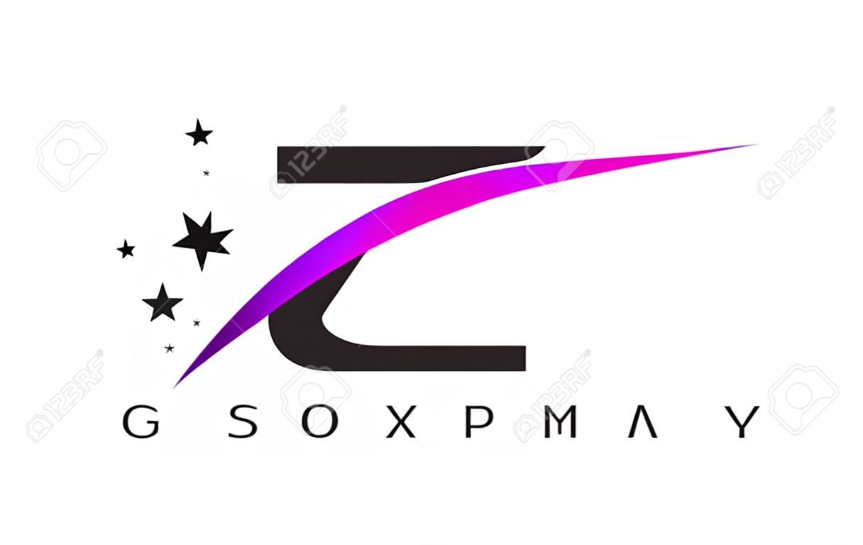 それ私 T 紫マゼンタと黒の文字ロゴデザインのスウッシュし、星します。