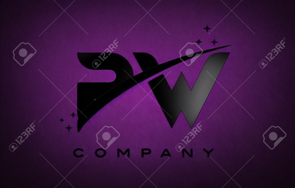 PM P L Black Letter Logo Design With Purple Magenta Swoosh And Stars.  Royalty Free SVG, Cliparts, Vectors, and Stock Illustration. Image 76696206.
