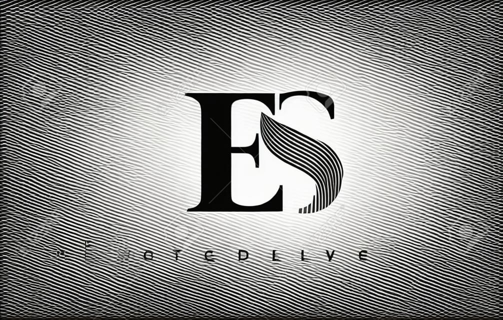 ES Logo Design With Multiple Lines. Artistic Elegant Black and White Lines Icon Vector Illustration.