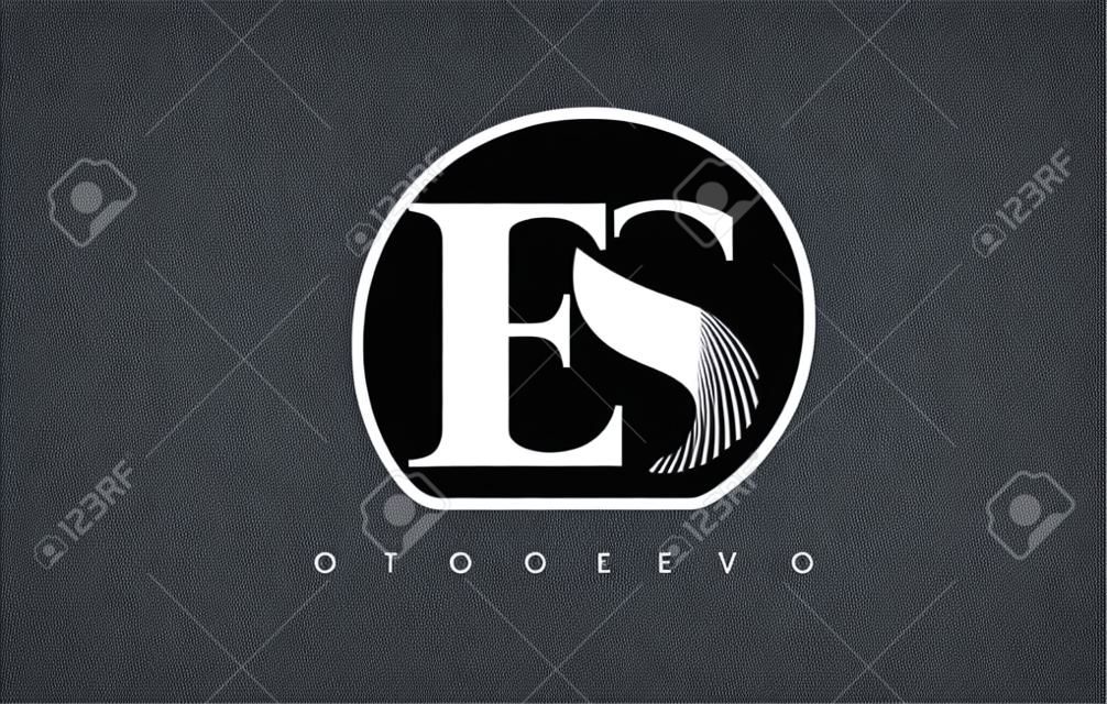 ES Logo design többszörös sorokkal. Művészeti Elegáns Fekete-fehér Lines ikon vektoros illusztráció.