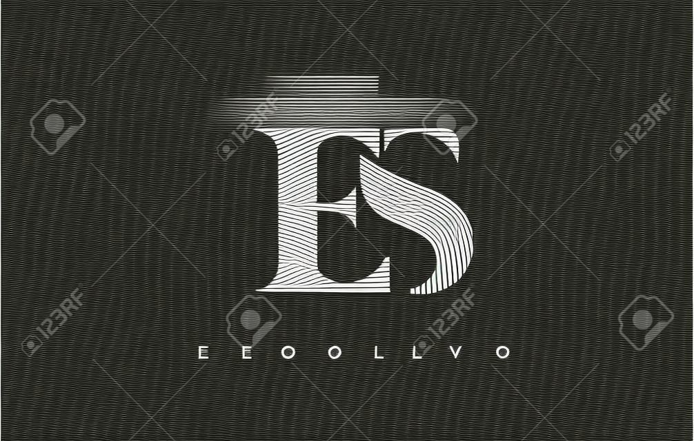 ES Logo Design With Multiple Lines. Artistic Elegant Black and White Lines Icon Vector Illustration.