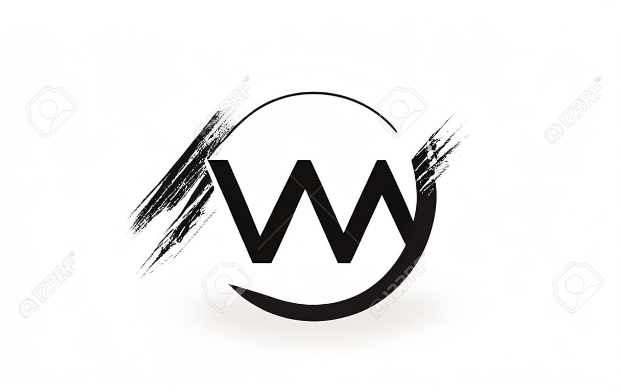 AV Brush Letter Logo Design fekete kerettel. Kreatív csiszolt levelek ikon logó.