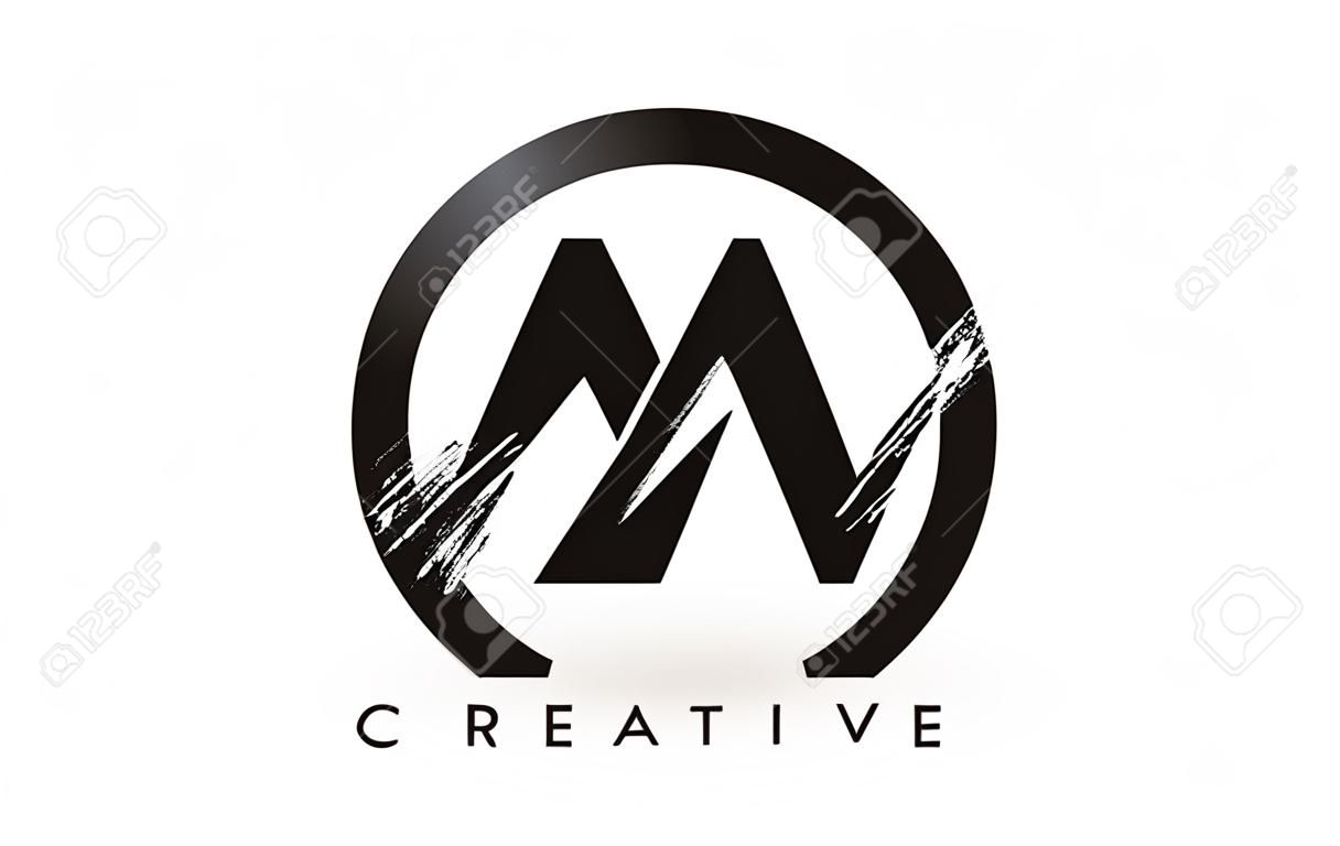 AV Brush Letter Logo Design fekete kerettel. Kreatív csiszolt levelek ikon logó.