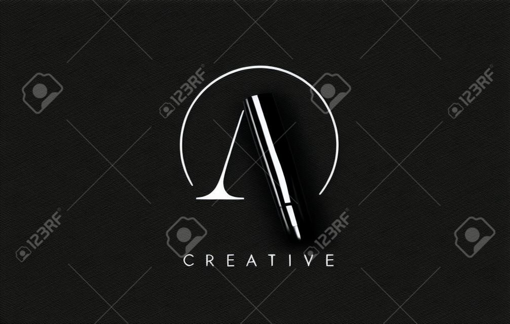 A Brush Stroke Letter Logo Design. Black Paint Logo Leters Icon with Elegant Circle Vector Design.