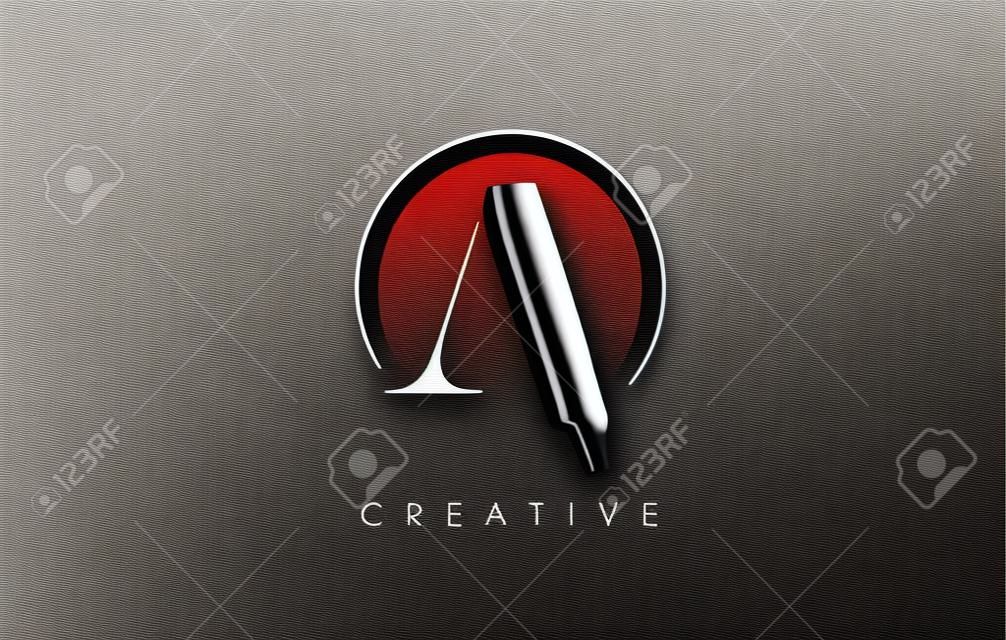 Design de logotipo de letra de traço de pincel. cone de Letters de logotipo de tinta preta com design de vetor de círculo elegante.