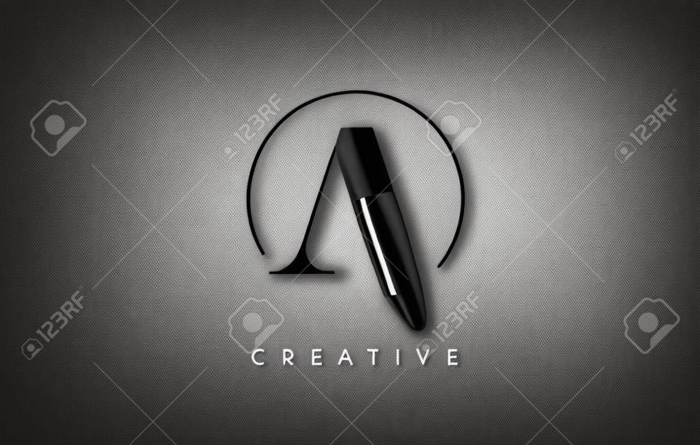 A Brush Stroke Letter Logo Design. Black Paint Logo Leters Icon with Elegant Circle Vector Design.