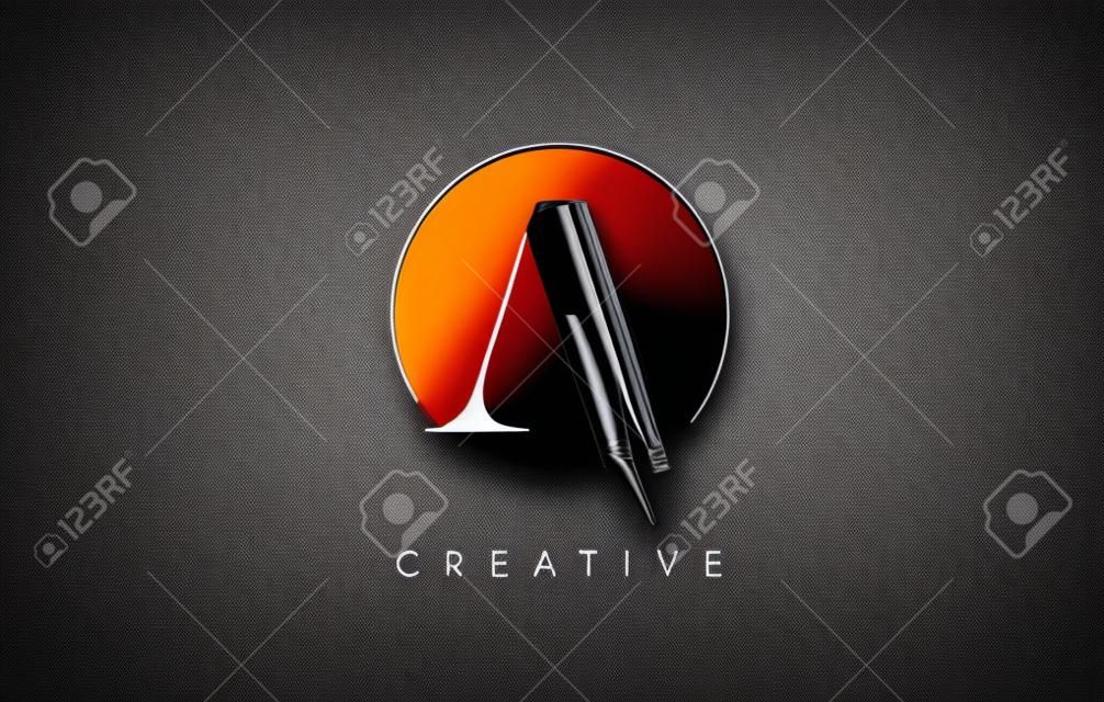 un pinceau logo lettre de conception de lettre . noir logo lettre leters icône avec la conception élégante de cercle . vecteur