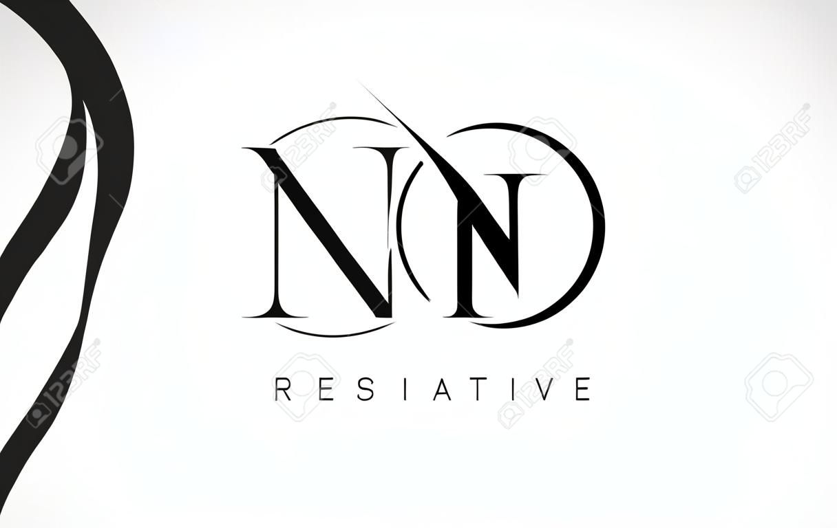 N Borstel Stroke Letter Logo Design. Black Paint Logo Leters Pictogram met Elegant Circle Vector Design.