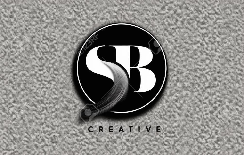 SB Pinselstrich Brief Logo Design. Schwarze Farbe Logo Leters Icon mit eleganten Kreis-Vektor-Design.