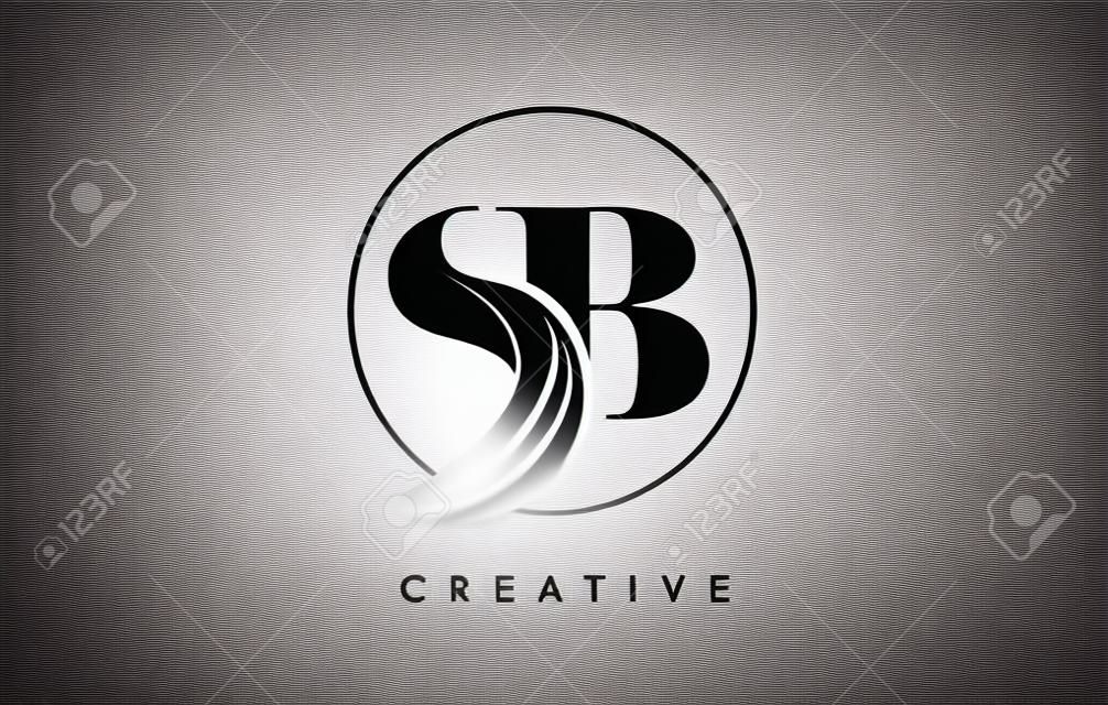 SB 브러쉬 스트로크 레터 로고 디자인. 검은 페인트 로고 우아한 원 벡터 디자인으로 편지 아이콘.