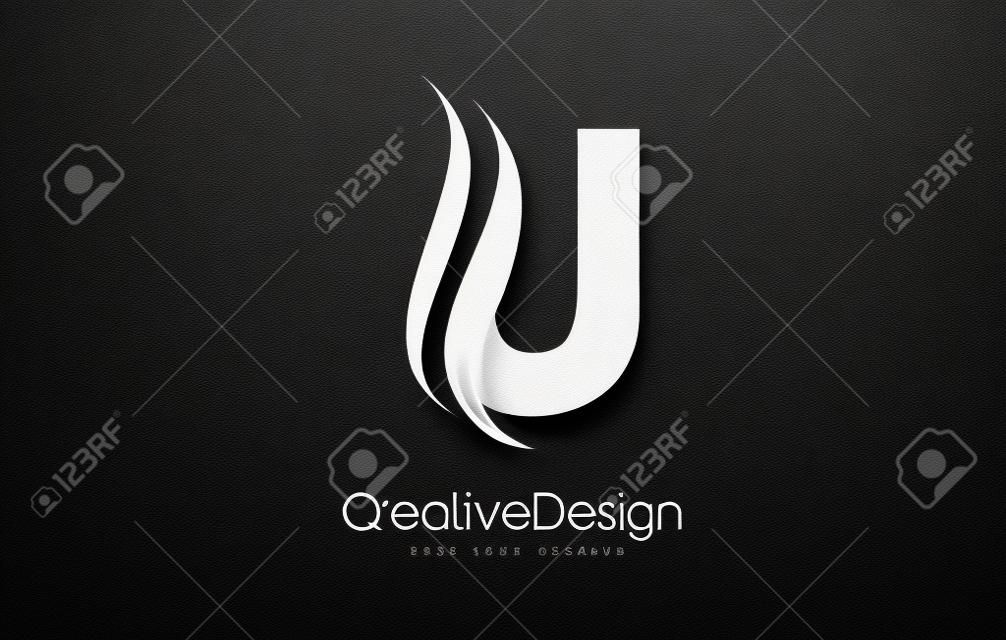 Buchstabe U Design Pinselstrich. Briefsymbol mit schwarzen Pinselstrich.