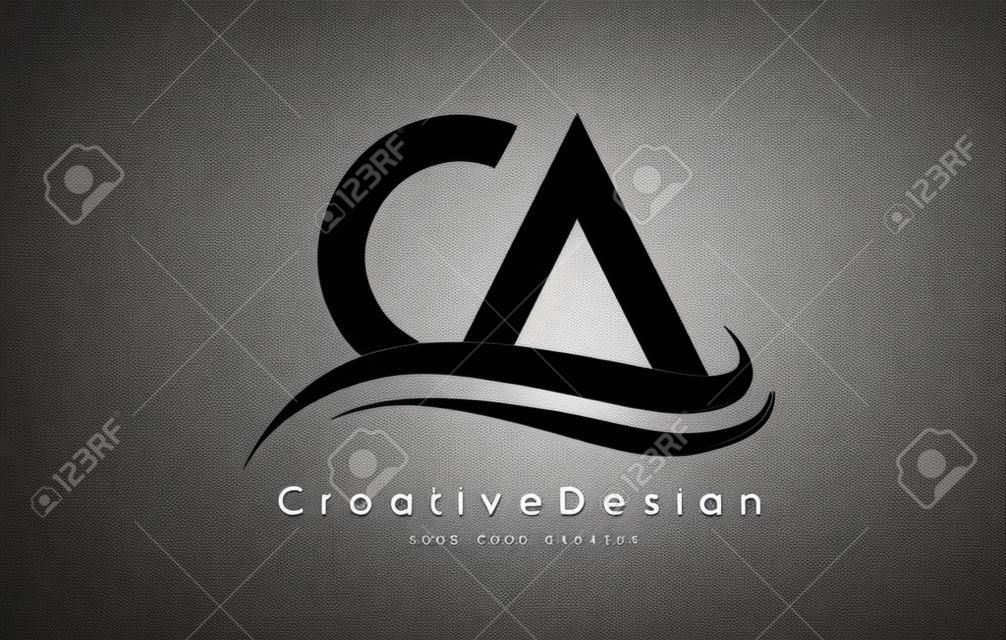 CA-Buchstabe Logo Design in den schwarzen Farben. Kreative moderne Buchstabe-Vektor-Ikone Logo Illustration.