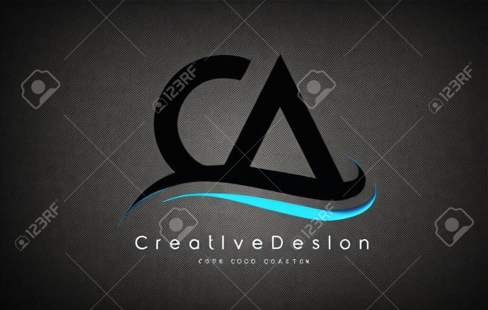CA-Buchstabe Logo Design in den schwarzen Farben. Kreative moderne Buchstabe-Vektor-Ikone Logo Illustration.