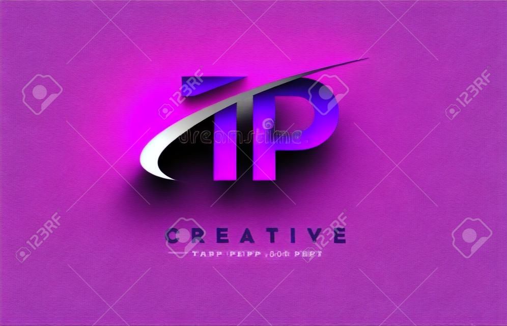 TP T P Grunge Letter Logotipo com roxo Vibrant Colors Design. Criativo grunge vintage Letras Vector Logo Ilustração.