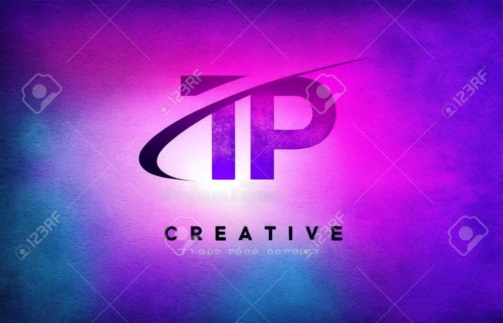 TP T P Grunge Letter Logotipo com roxo Vibrant Colors Design. Criativo grunge vintage Letras Vector Logo Ilustração.