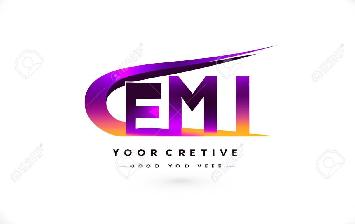 EM EM Grunge Letter Logo mit lila vibrierenden Farben Design. Kreative Grunge-Weinlese-Buchstaben-Vektor-Logo-Illustration.