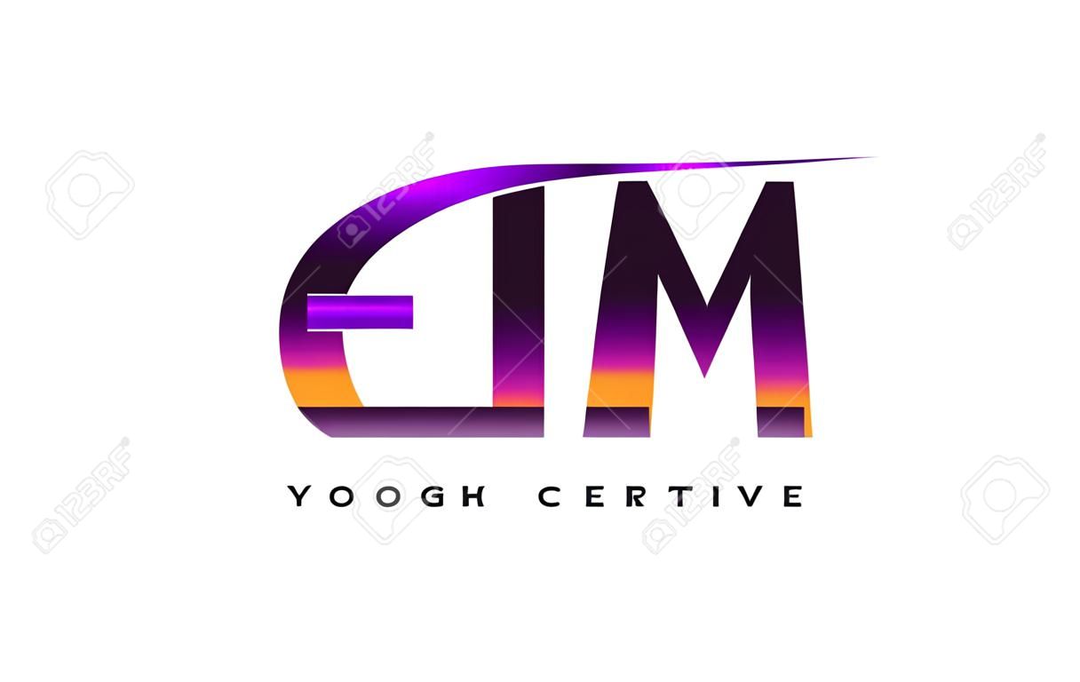 EM EM гранж письмо логотип с фиолетовым ярким дизайном цветов. Творческий гранж старинные письма векторные иллюстрации логотип.