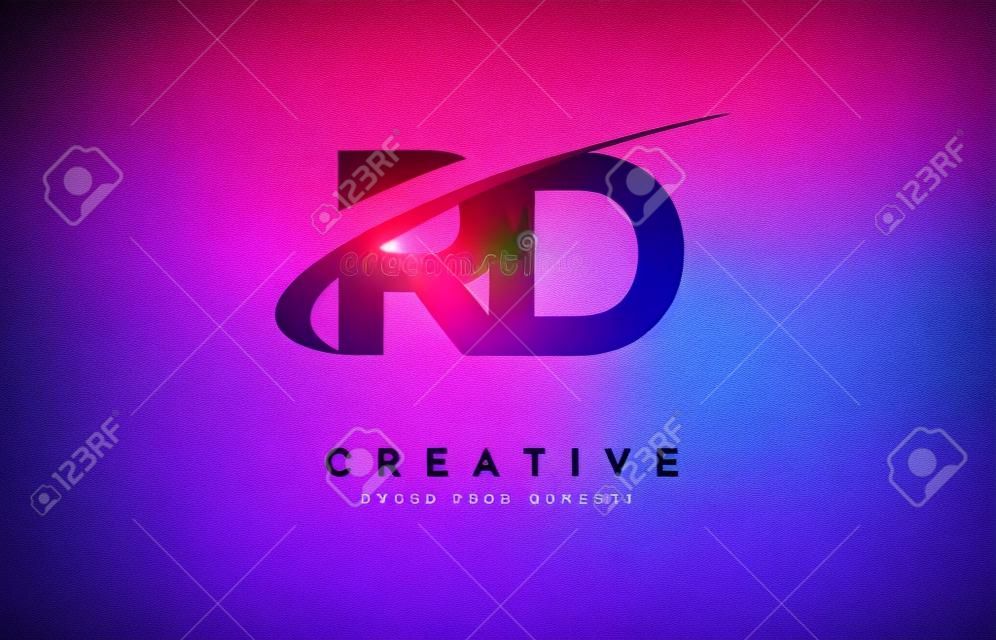 RD R D Grunge Letter Logo with Purple Vibrant Colors Design. Creative grunge vintage Letters Vector Logo Illustration.