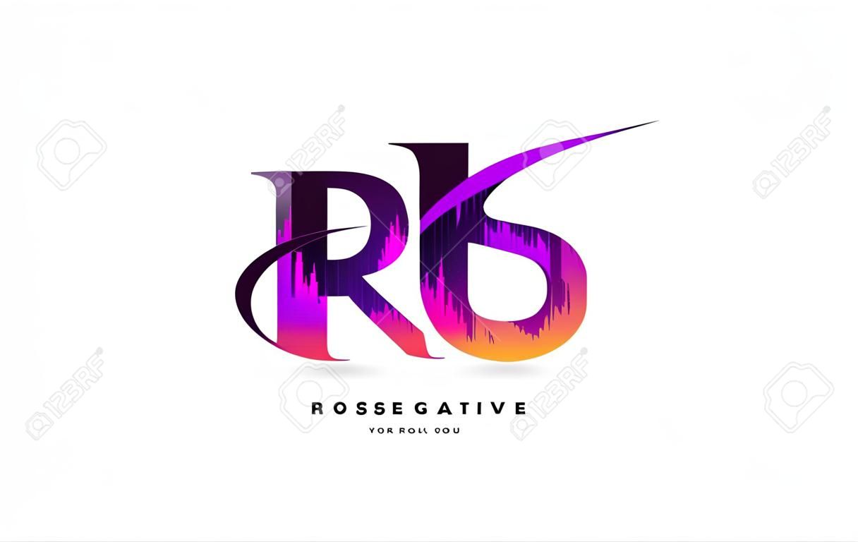 RS R S Grunge Letter Logo with Purple Vibrant Colors Design. Creative grunge vintage Letters Vector Logo Illustration.