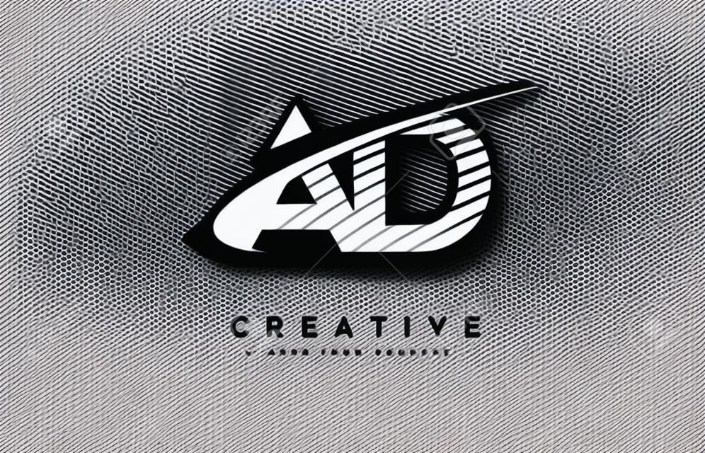 AD A D Letter Logo Design with Swoosh and Black Lines. Modern Creative zebra lines Letters Vector Logo