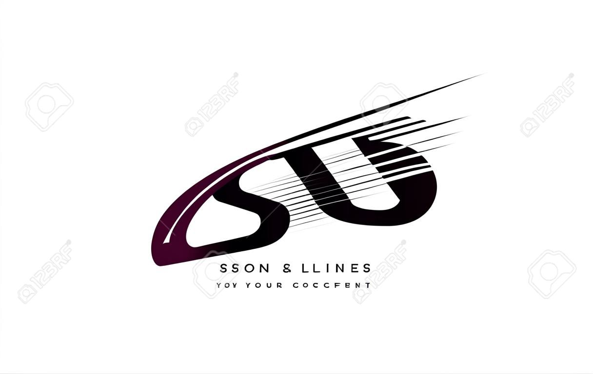 AS AS Lettera Logo Design con Swoosh e linee nere. Linee di zebra creative moderne lettere logo vettoriale