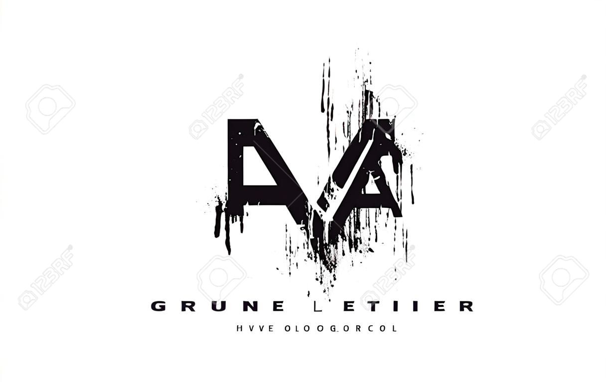 RA RA Grunge pędzla list Logo Design w kolorach czarnym. Ilustracja wektorowa listów kreatywnych pędzla.