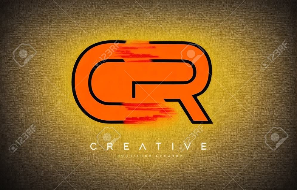 CR Creative Modern Logo Design Vetor with Orange and Black Colors. Monogram Stroke Letter Design.